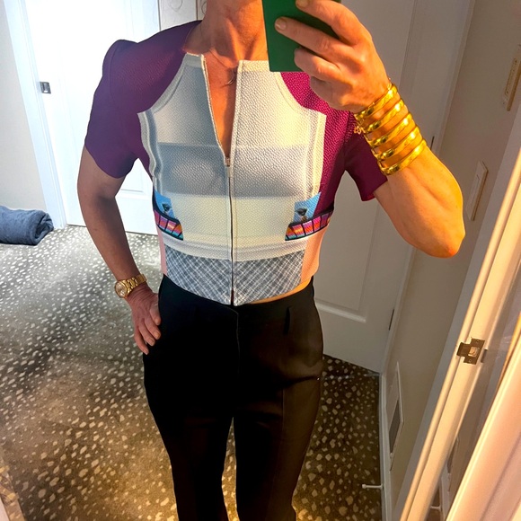 BNWT Mary Katrantzou short sleeve watercolor jacket top sz 6